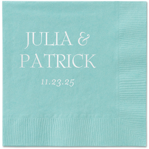 Modern Flow Napkin, White, Aqua