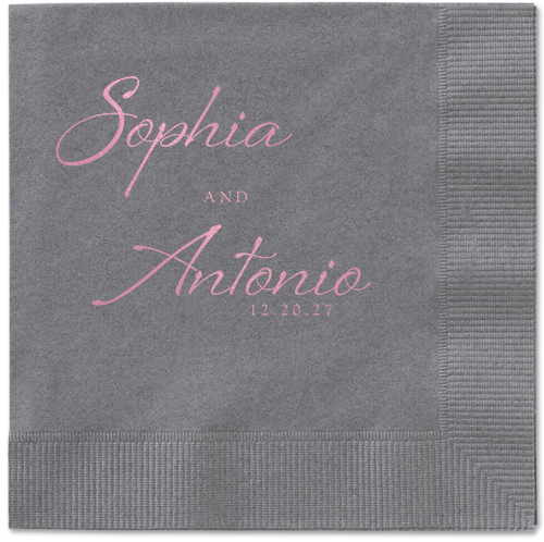 Torn Textures Napkin, Pink, Pewter