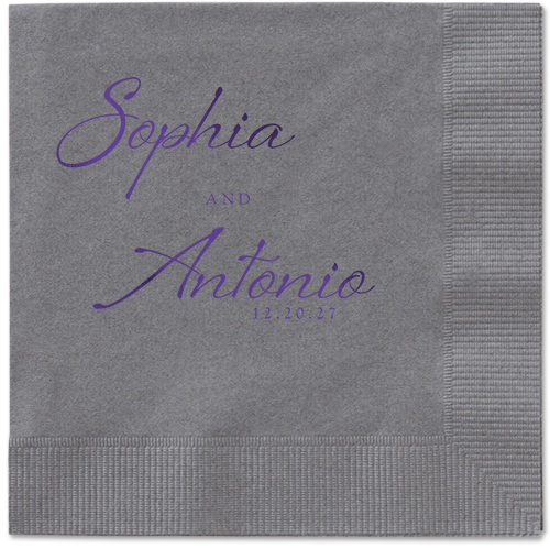 Torn Textures Napkin, Purple, Pewter