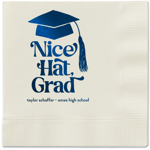 Nice Cap Napkin, Blue, Ecru