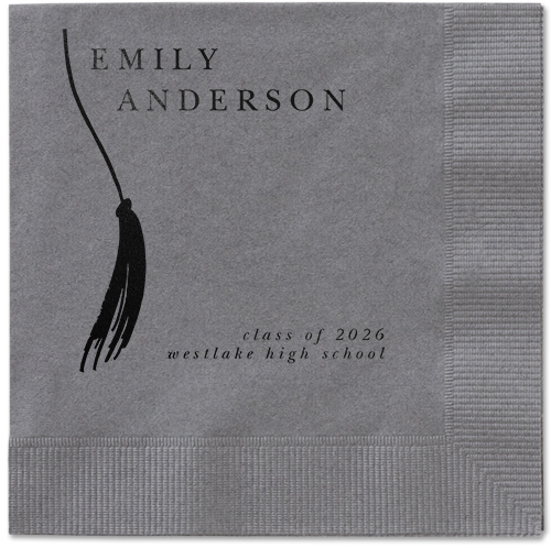 Direct Tassel Napkin, Black, Pewter, black