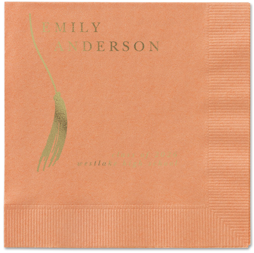 Direct Tassel Napkin, Yellow, Coral, gold-metallic