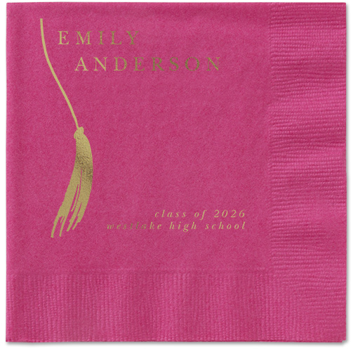 Direct Tassel Napkin, Yellow, Magenta, gold-metallic