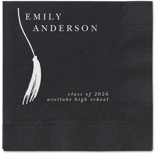 Direct Tassel Napkin, White, Black, white