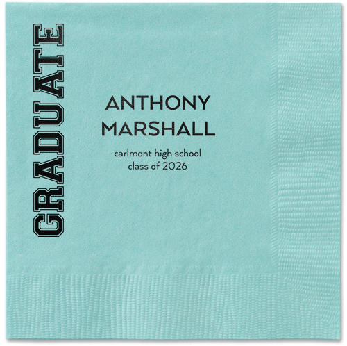 Varsity Headline Napkin, Black, Aqua, black