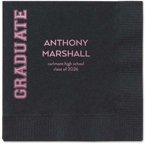Varsity Headline Napkin, Pink, Black, blush