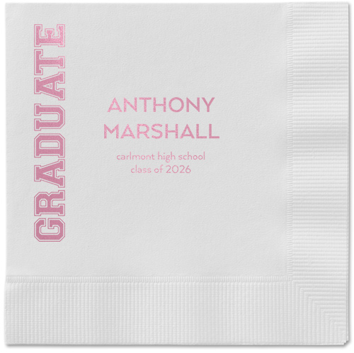 Varsity Headline Napkin, Pink, White, blush