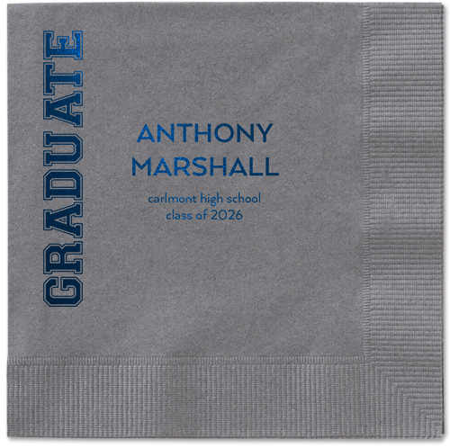 Varsity Headline Napkin, Blue, Pewter, midnight