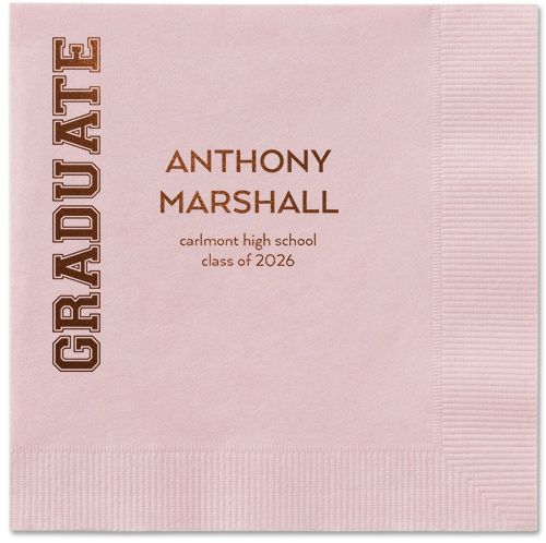 Varsity Headline Napkin, Brown, Blush, mocha-matte