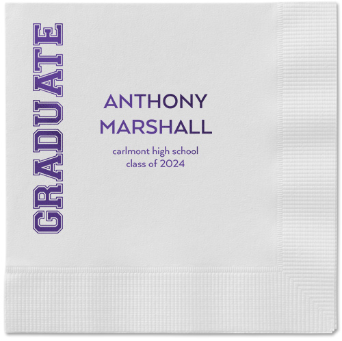 Varsity Headline Napkin, Purple, White