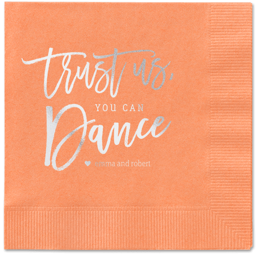 Dance Along Napkins, Grey, Coral