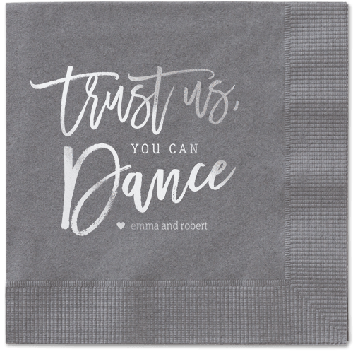 Dance Along Napkins, Grey, Pewter, Silver
