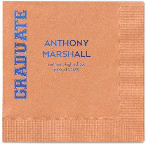 Varsity Headline Napkin, Blue, Coral, royal