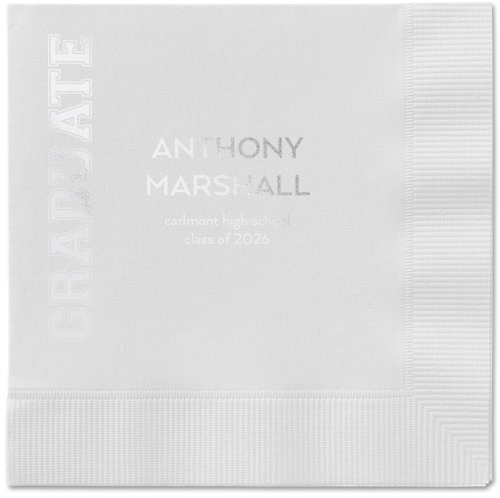 Varsity Headline Napkin, Grey, White, silver