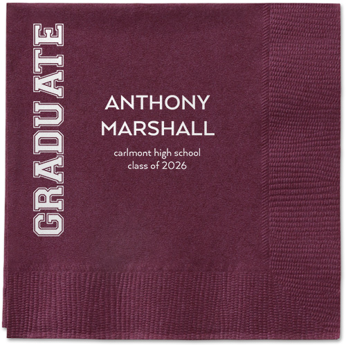 Varsity Headline Napkin, White, Berry, white