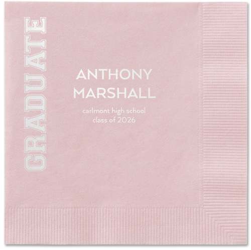 Varsity Headline Napkin, White, Blush, white