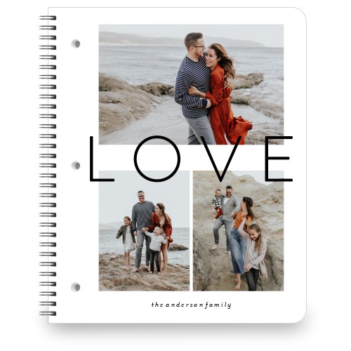 Center Bold Love Trio Large Notebook, 8.5x11, White, white