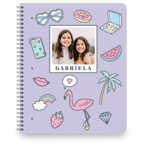 Sticker Girl Large Notebook, 8.5x11, Purple