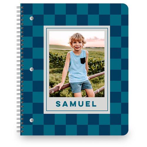 Checkerboard Frame Large Notebook, 8.5x11, Blue