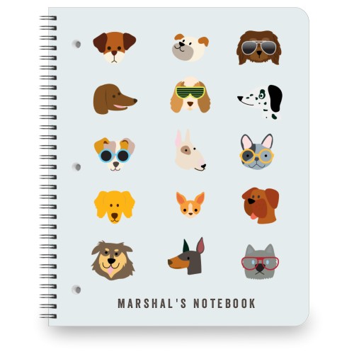 Playful Pups Large Notebook, 8.5x11, Gray