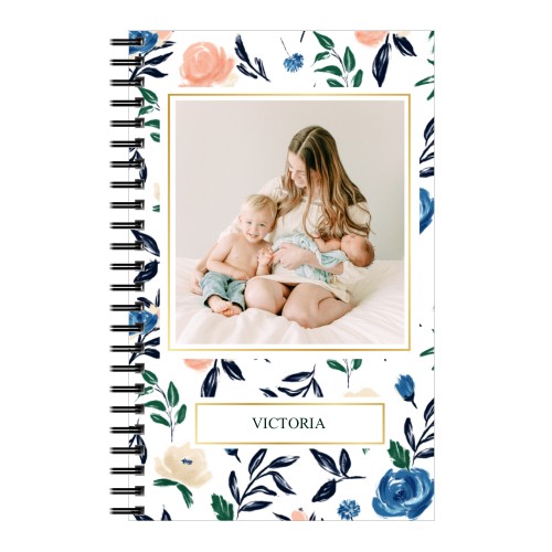 Watercolor Floral Frame 5x8 Notebook, 5x8, White