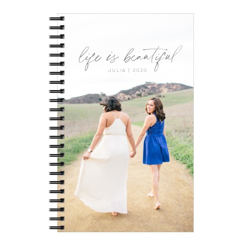 Life Is Beautiful Script 5x8 Notebook, 5x8, Gray