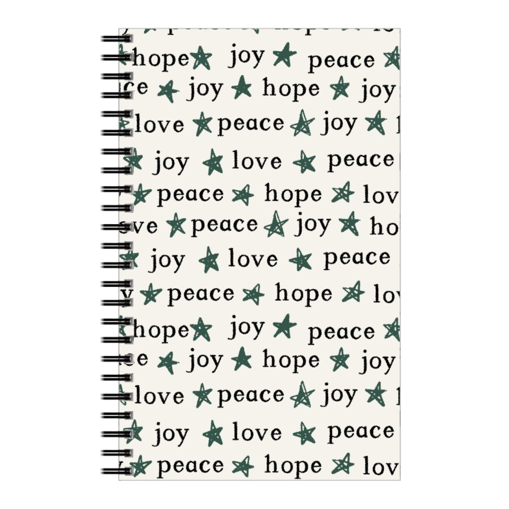 Peace Love Hope Joy - Beige Notebook, 5x8, Beige