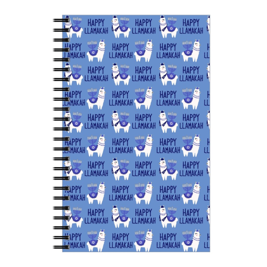 Happy Llamakah - Blue Notebook, 5x8, Blue, True Blue