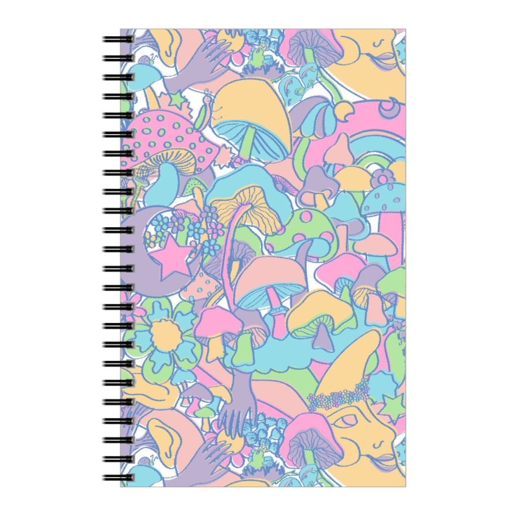 Magical Mushroom World - Pastel Notebook, 5x8, Multicolor