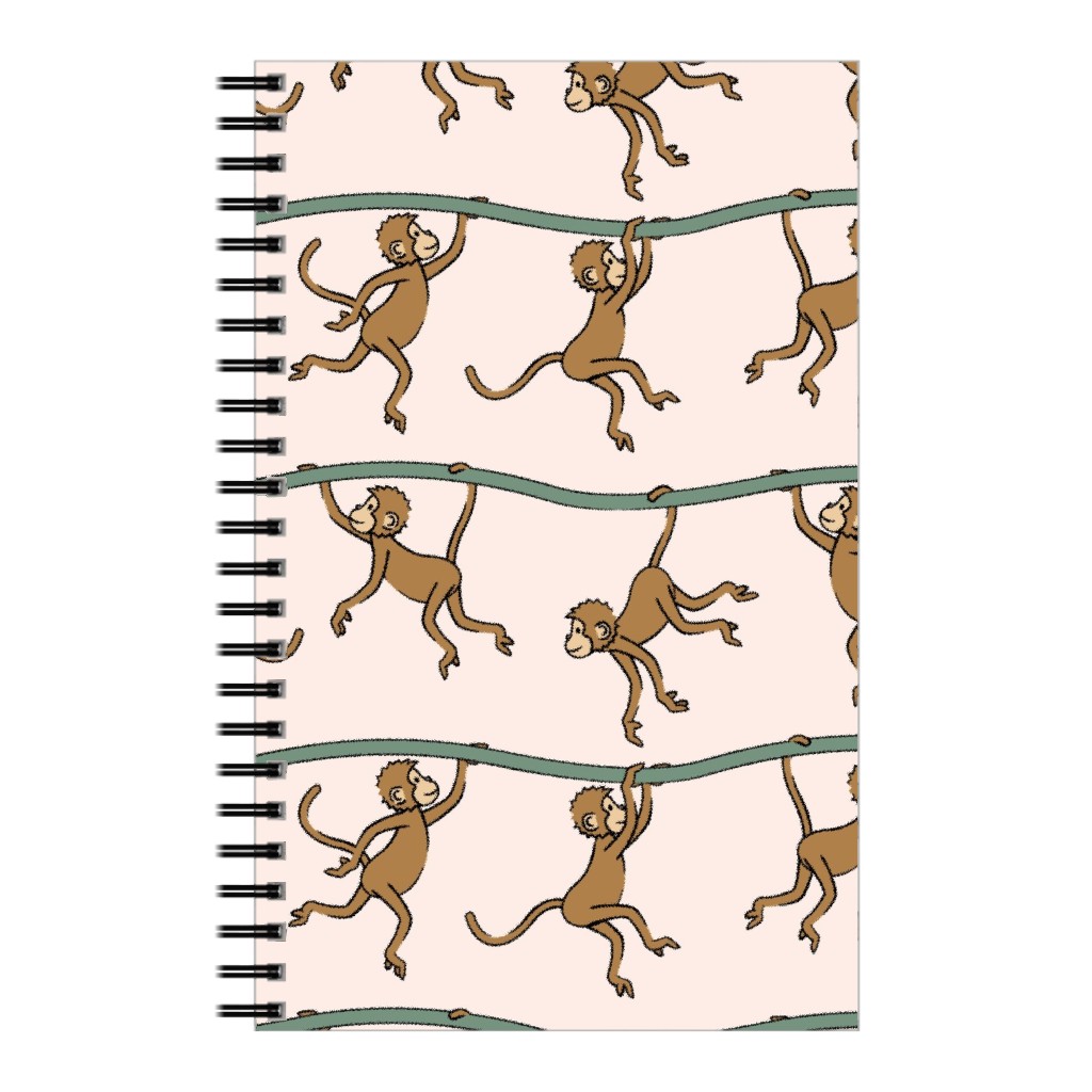 Swinging Monkeys Notebook, 5x8, Pink, Chenille
