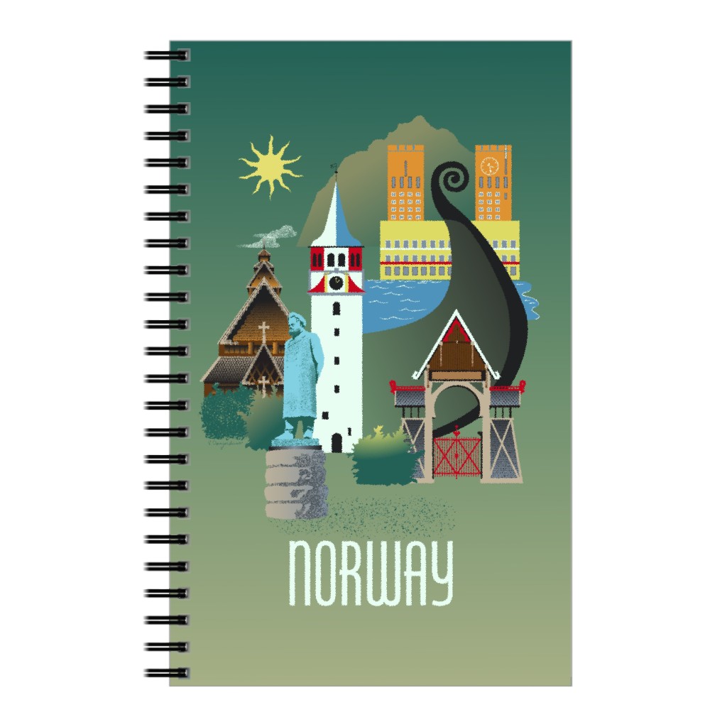 Norway Vintage Travel Notebook, 5x8, Multicolor