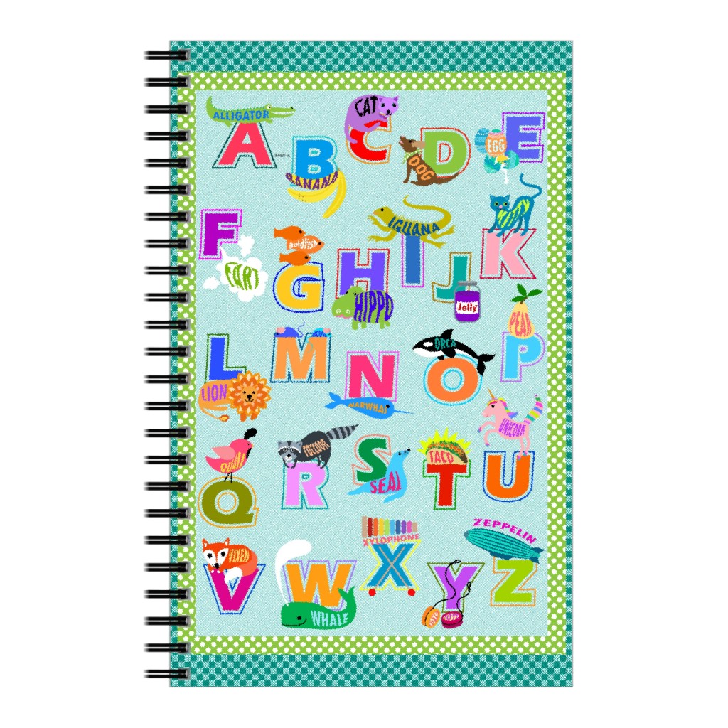Kids Alphabet Abcs - Multi on Blue Notebook, 5x8, Multicolor