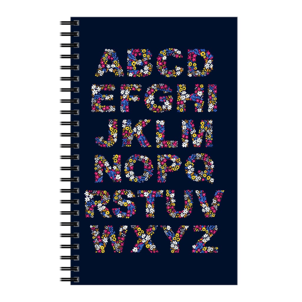 Rustic Wildflower Alphabet Notebook, 5x8, Blue