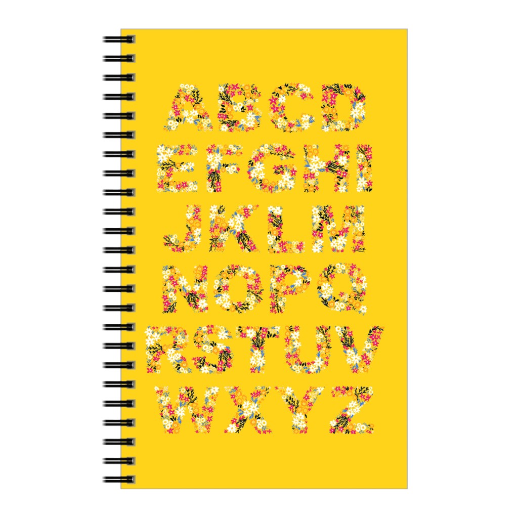 Rustic Wildflower Alphabet Notebook, 5x8, Yellow