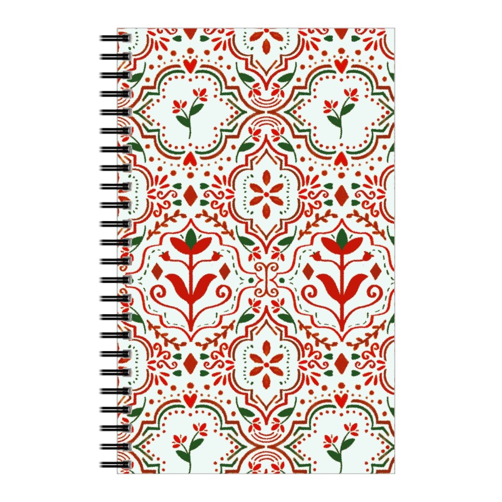 Moroccan Christmas Notebook, 5x8, Red