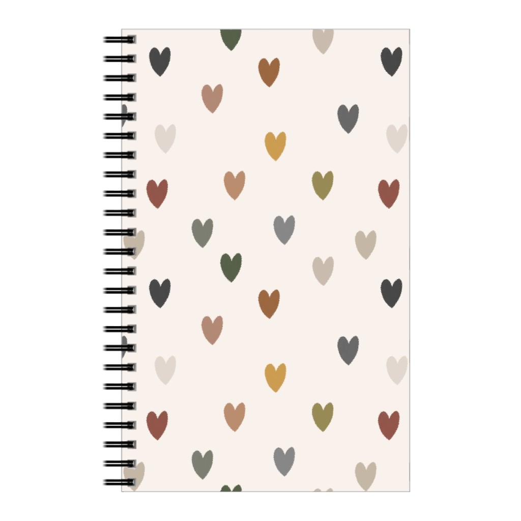 Earthy Colored Hearts - Multi Muted Notebook, 5x8, Beige