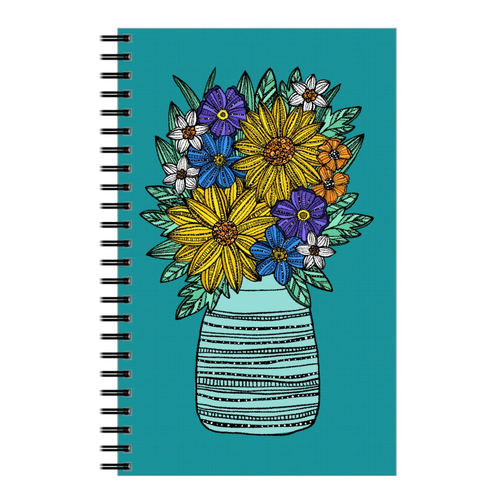 Sunflower Bouquet - Teal Notebook, 5x8, Multicolor