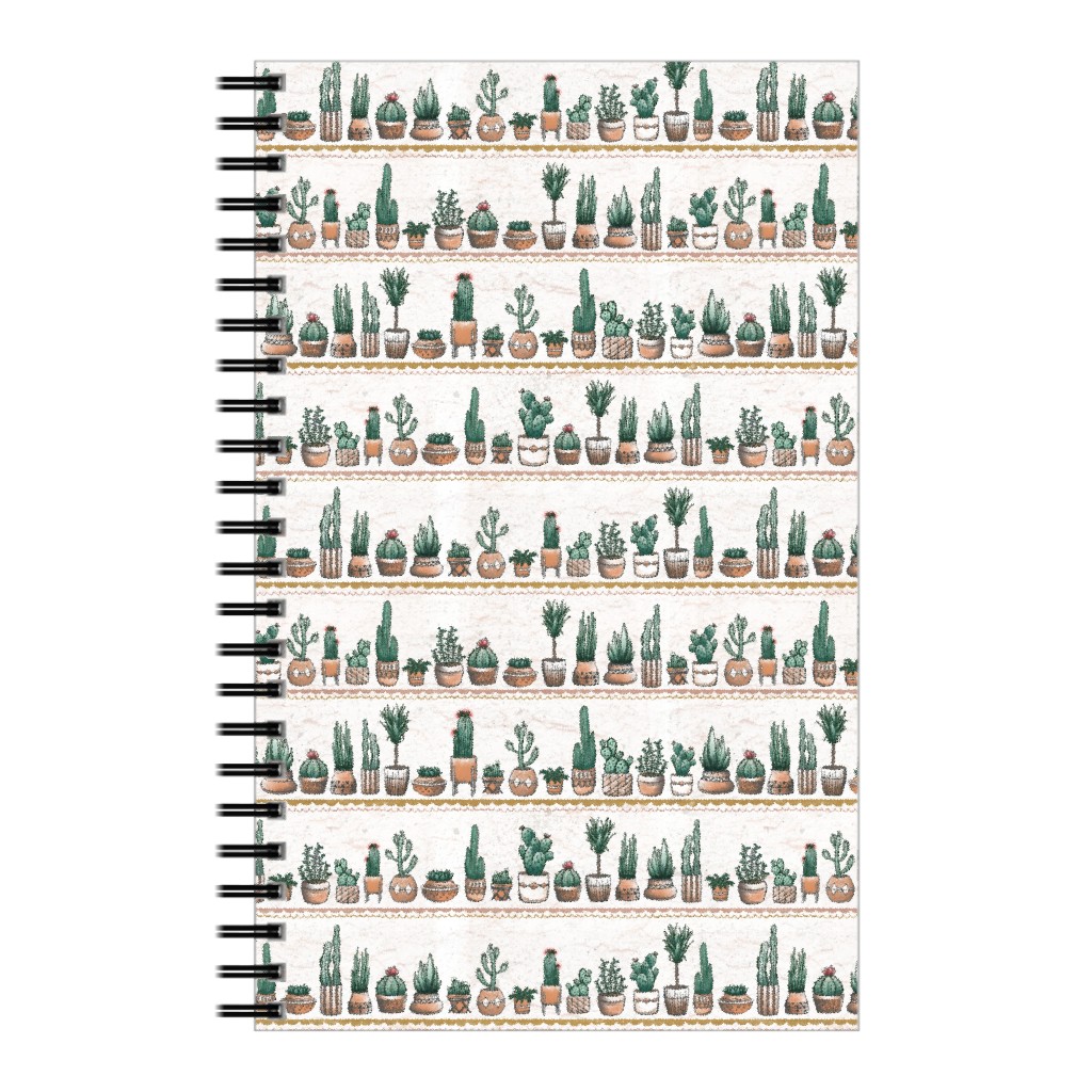 Phoenix Plant Lady, Terracotta Pots With Cacti + Succulents Notebook, 5x8, Green