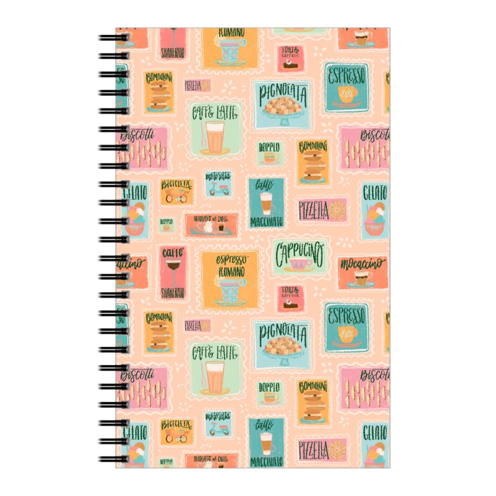 Pastel Cafe Retro Menu Stamps - Multi Notebook, 5x8, Multicolor