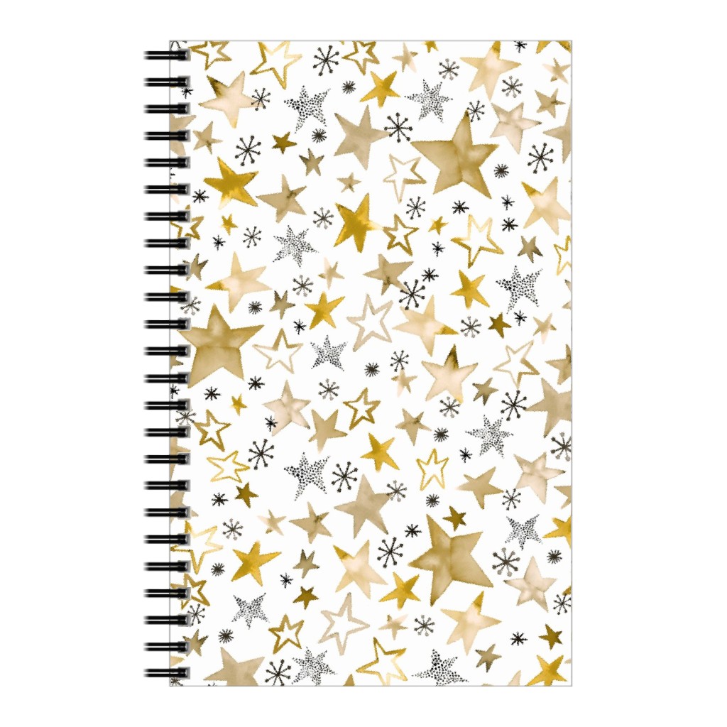Winter Stars Christmas - Gold Notebook, 5x8, Yellow