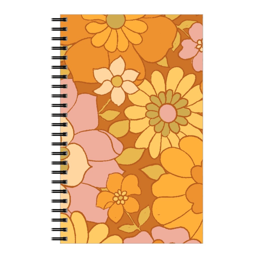 Avery Retro Floral Notebook, 5x8, Orange