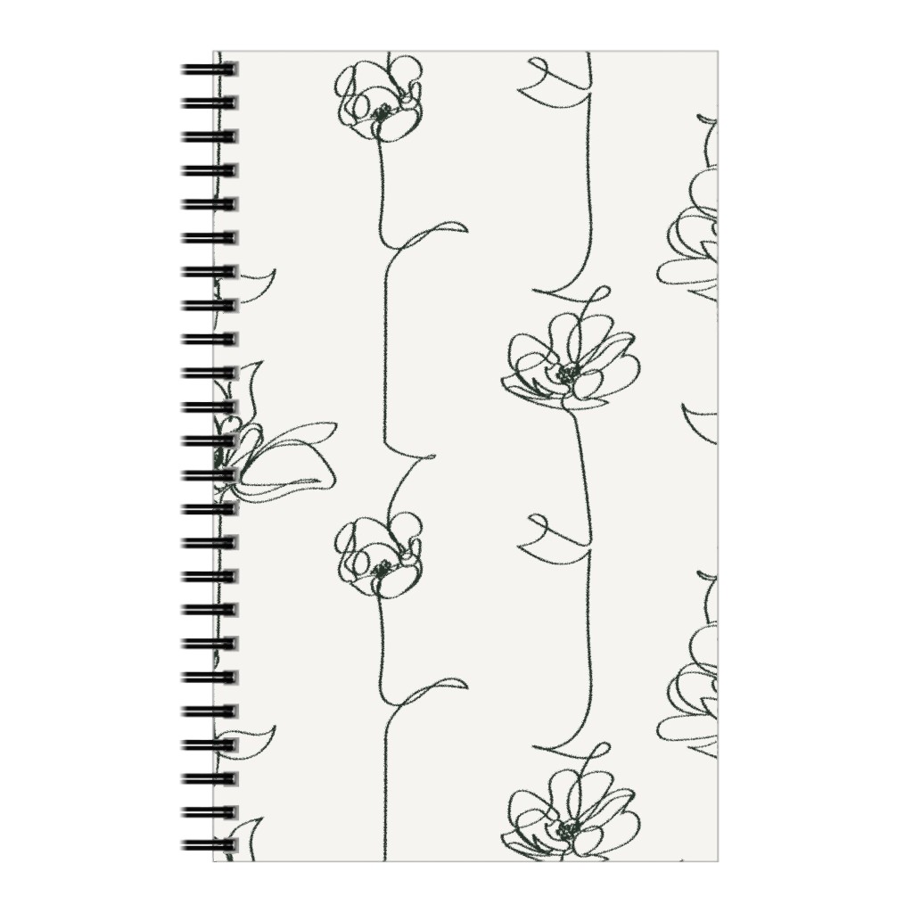 One Line Floral - Light Notebook, 5x8, White