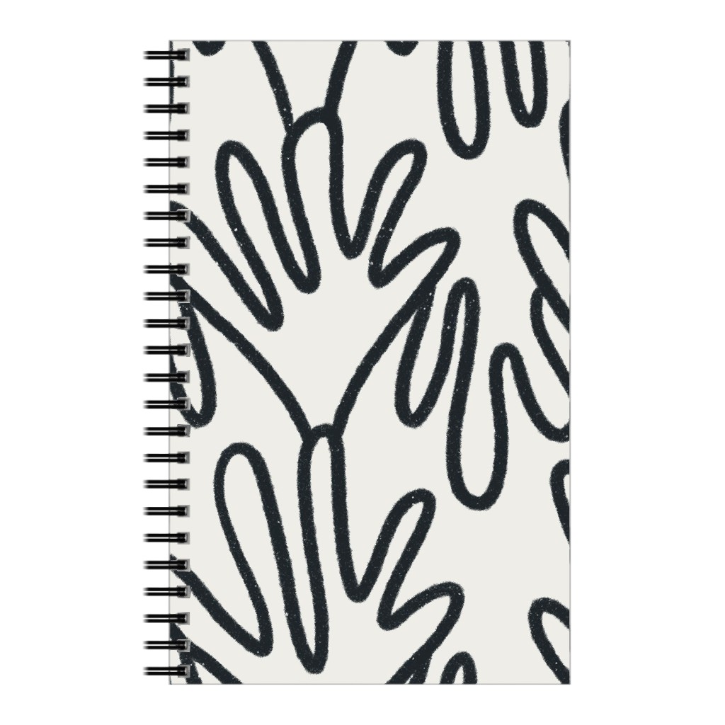 Wavy Lines - Black on White Notebook, 5x8, White
