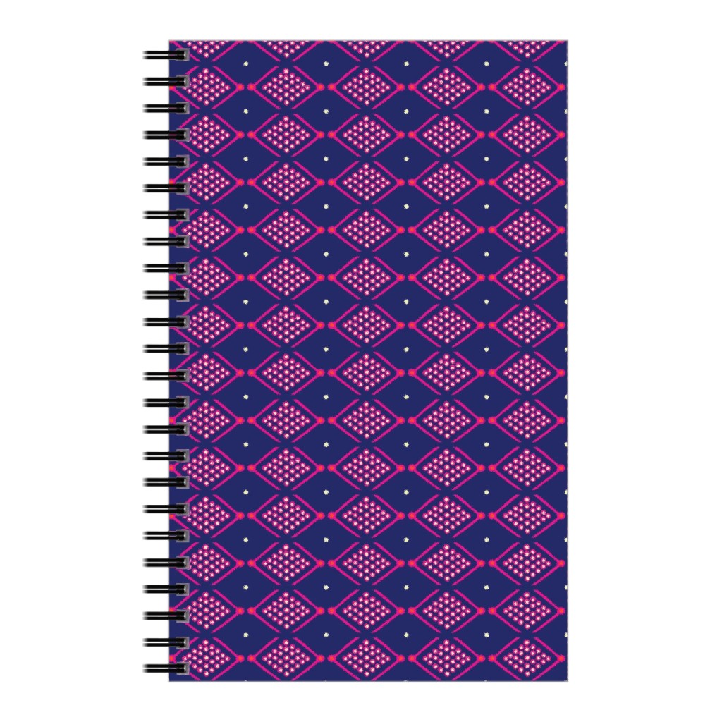 Tribal Geometric - Navy and Purple Notebook, 5x8, Blue