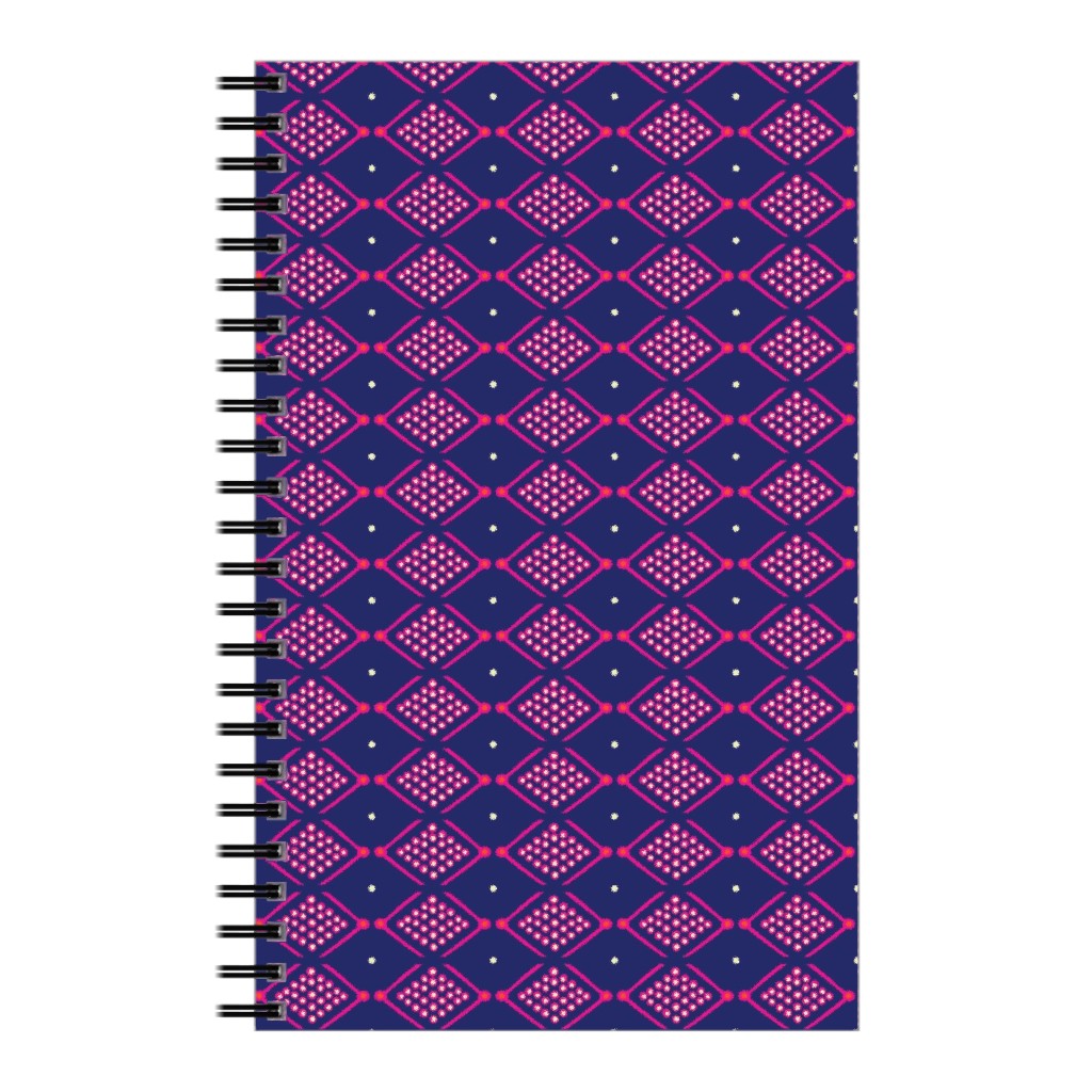 Tribal Geometric - Navy and Purple Notebook, 5x8, Blue, True Blue
