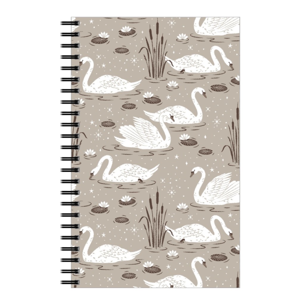 Summer Swans Notebook, 5x8, Beige