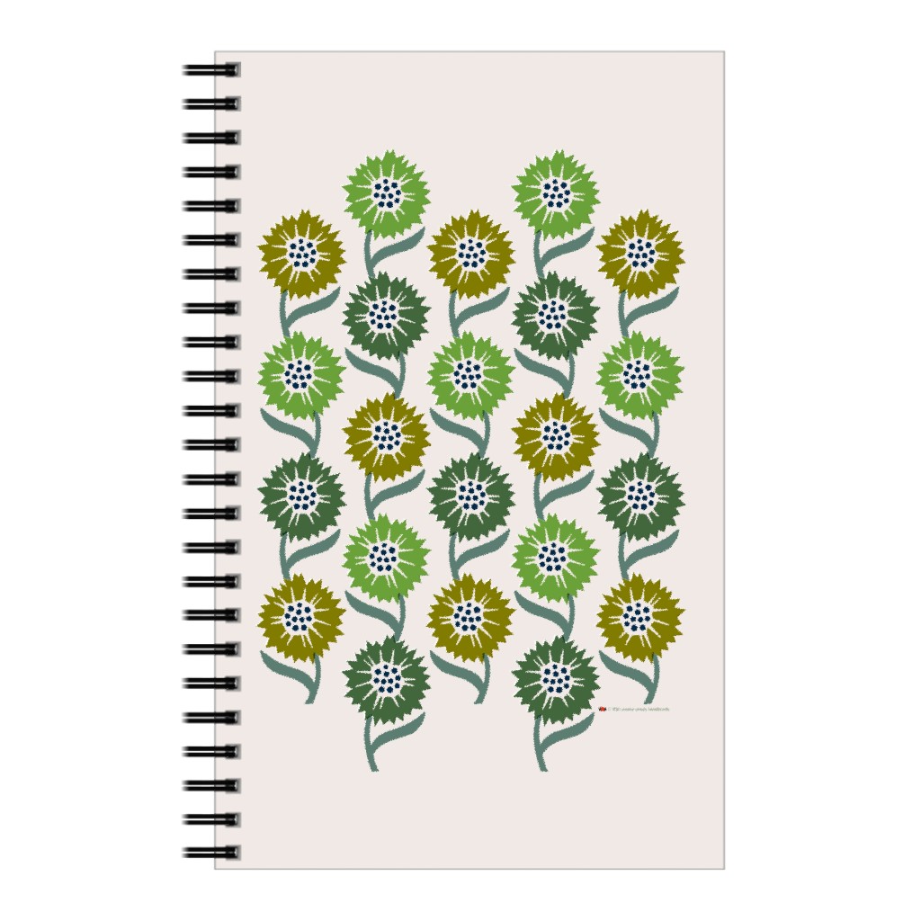Sunflowers for Peace Notebook, 5x8, Green, Avocado