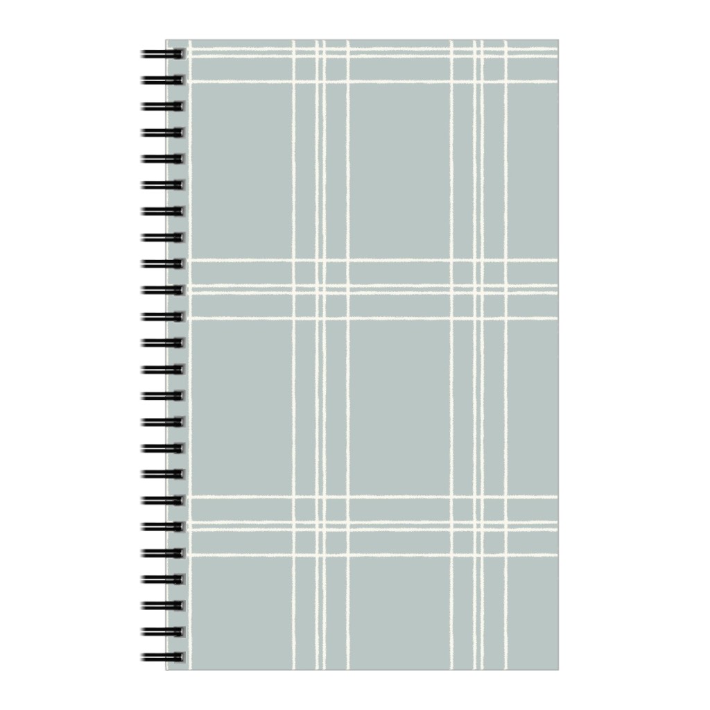 Lined Linens - Quad Plaid - Ivory, Blue Notebook, 5x8, Blue, True Blue