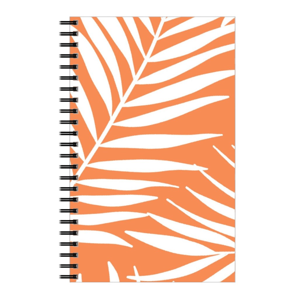 Palm Tree Leaves Notebook, 5x8, Orange
