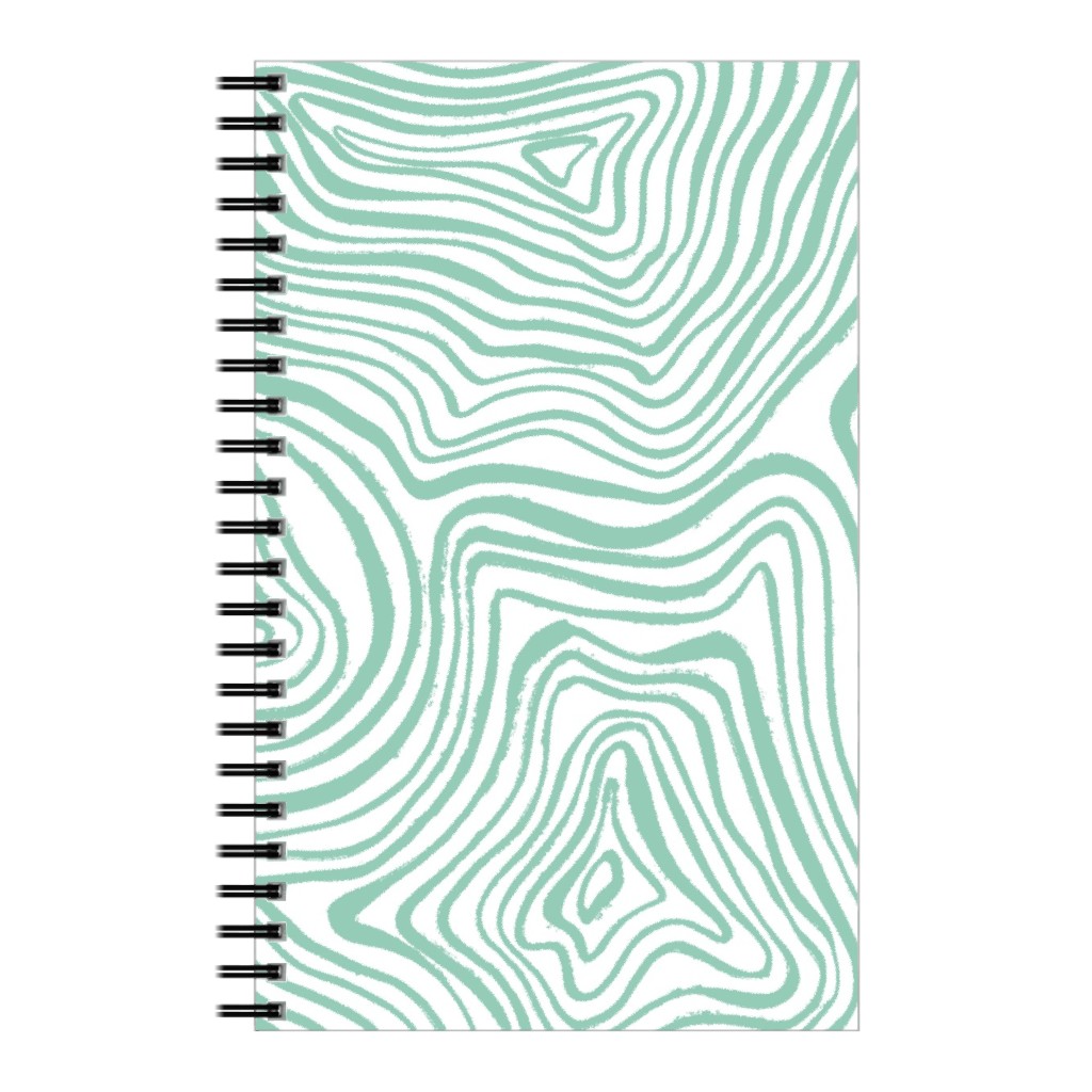 Abstract Wavy Lines - Green Notebook, 5x8, Green